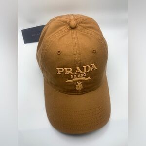 Prada Tan Logo Baseball Cap, adjustable